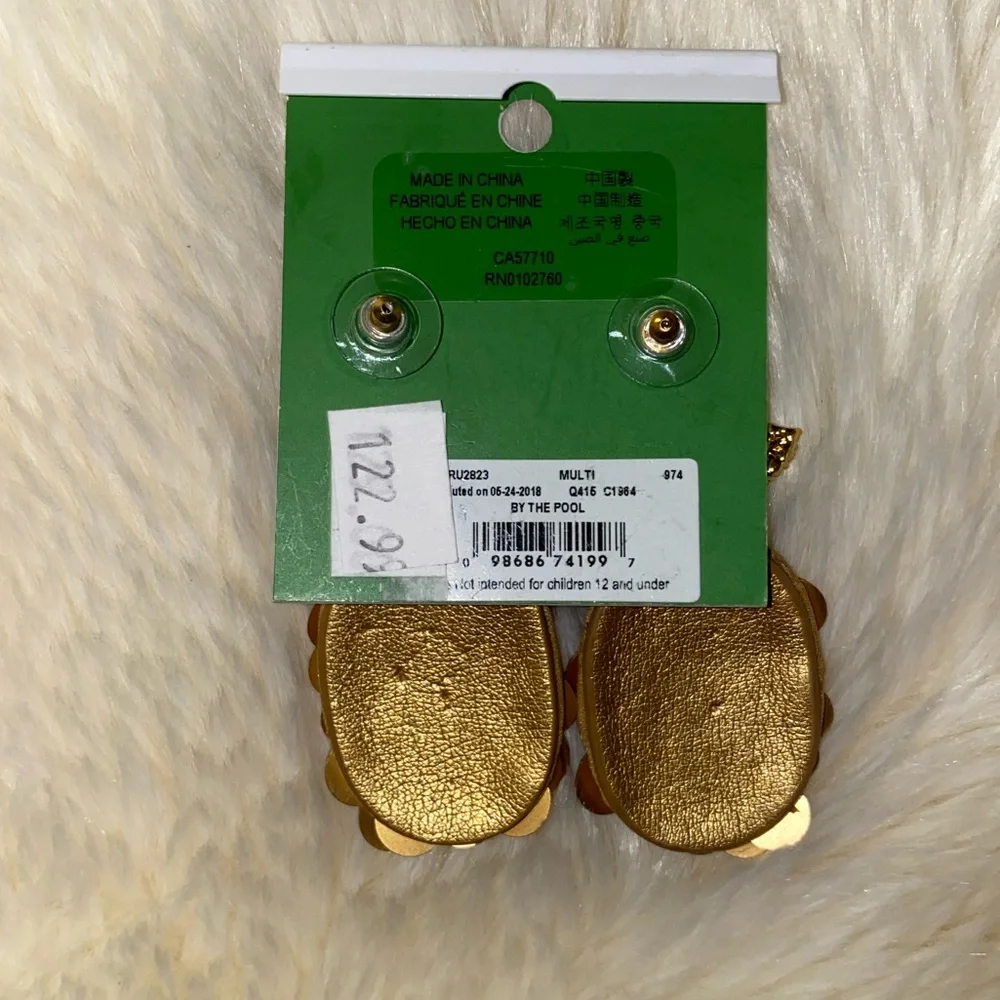 Kate Spade Pineapple Statement Stud Earrings , Gold, Green - Picture 4 of 10